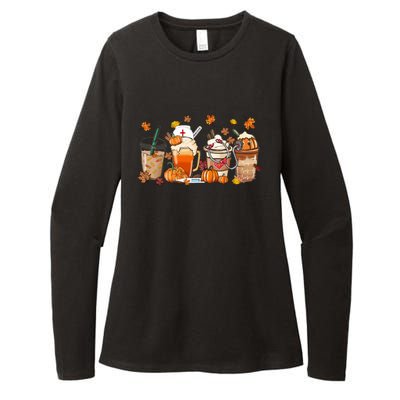 Nurse Fall Coffee Pumpkin Latte Thankful Nurse Thanksgiving Gift Womens CVC Long Sleeve Shirt