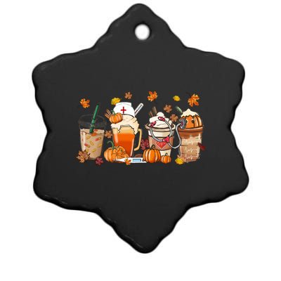 Nurse Fall Coffee Pumpkin Latte Thankful Nurse Thanksgiving Gift Ceramic Star Ornament