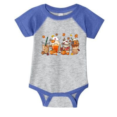 Nurse Fall Coffee Pumpkin Latte Thankful Nurse Thanksgiving Gift Infant Baby Jersey Bodysuit