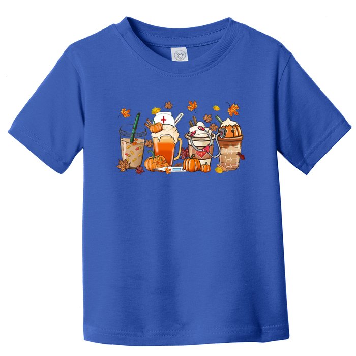 Nurse Fall Coffee Pumpkin Latte Thankful Nurse Thanksgiving Gift Toddler T-Shirt