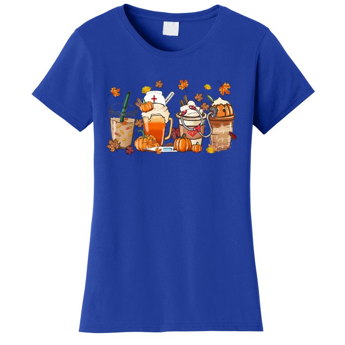 Nurse Fall Coffee Pumpkin Latte Thankful Nurse Thanksgiving Gift Women's T-Shirt