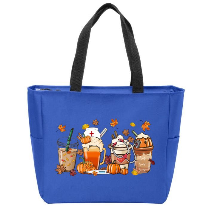 Nurse Fall Coffee Pumpkin Latte Thankful Nurse Thanksgiving Gift Zip Tote Bag