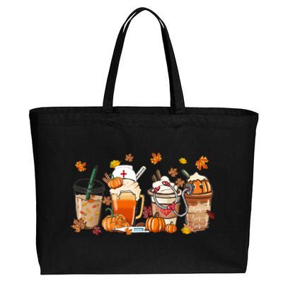 Nurse Fall Coffee Pumpkin Latte Thankful Nurse Thanksgiving Gift Cotton Canvas Jumbo Tote