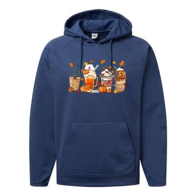 Nurse Fall Coffee Pumpkin Latte Thankful Nurse Thanksgiving Gift Performance Fleece Hoodie