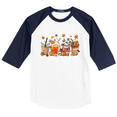 Nurse Fall Coffee Pumpkin Latte Thankful Nurse Thanksgiving Gift Baseball Sleeve Shirt