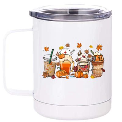 Nurse Fall Coffee Pumpkin Latte Thankful Nurse Thanksgiving Gift 12 oz Stainless Steel Tumbler Cup