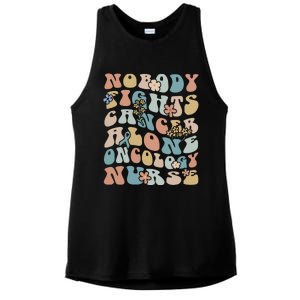 Nobody Fights Cancer Alone Oncology Nurse Ladies PosiCharge Tri-Blend Wicking Tank