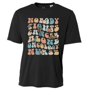 Nobody Fights Cancer Alone Oncology Nurse Cooling Performance Crew T-Shirt