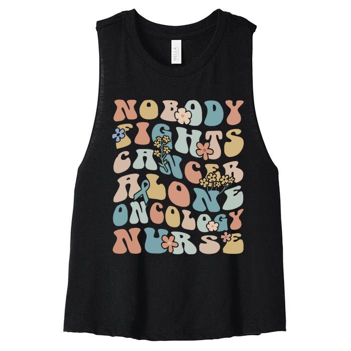 Nobody Fights Cancer Alone Oncology Nurse Women's Racerback Cropped Tank