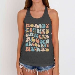 Nobody Fights Cancer Alone Oncology Nurse Women's Knotted Racerback Tank