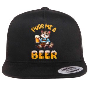 Norwegian Forest Cat Bavarian Drinking Beer Purr Me A Beer Flat Bill Trucker Hat