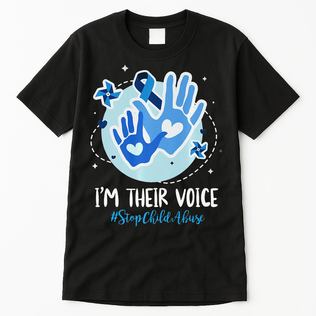 No For Child Abuse Excuse Prevention Month April Blue Ribbon Tall T-Shirt