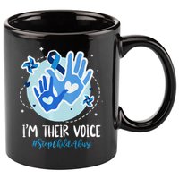 No For Child Abuse Excuse Prevention Month April Blue Ribbon 11oz C Handle Ceramic Mug
