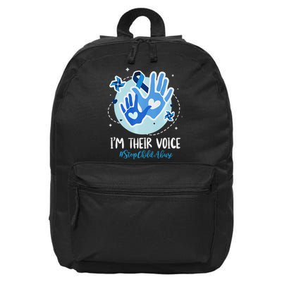 No For Child Abuse Excuse Prevention Month April Blue Ribbon 16 in Basic Backpack