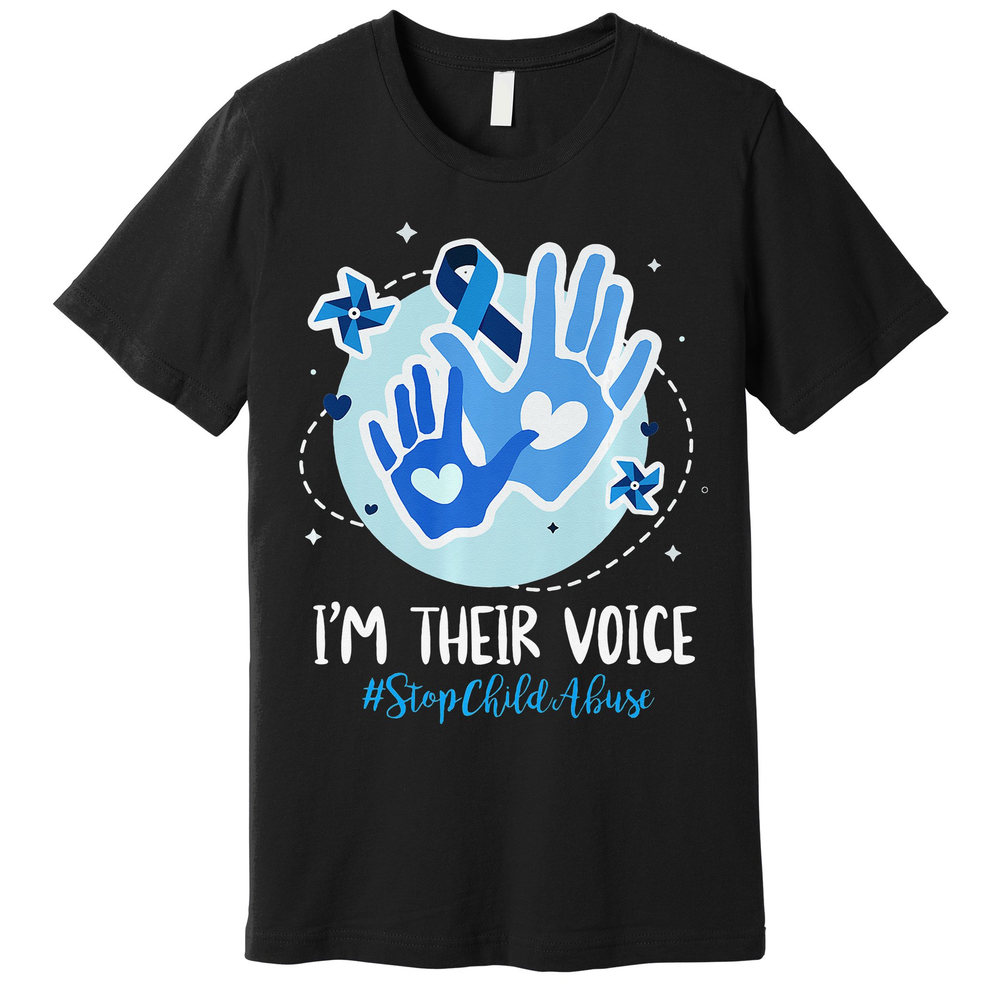 No For Child Abuse Excuse Prevention Month April Blue Ribbon Premium T-Shirt
