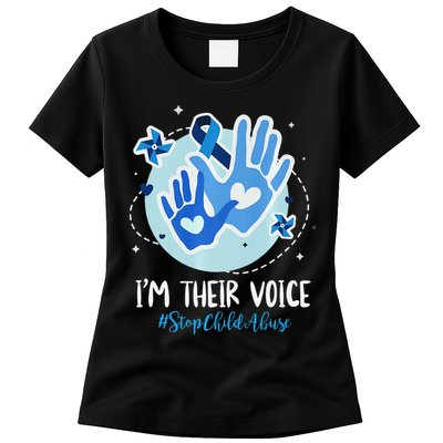 No For Child Abuse Excuse Prevention Month April Blue Ribbon Womens T-Shirt