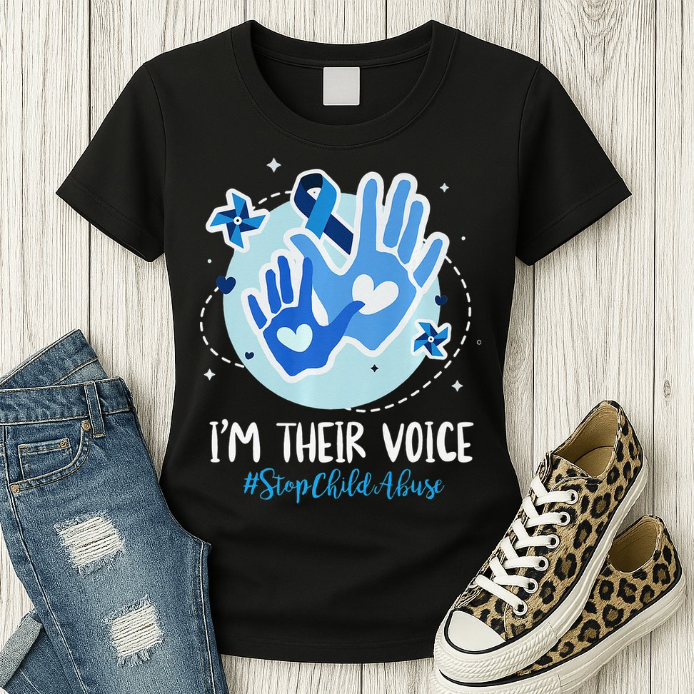 No For Child Abuse Excuse Prevention Month April Blue Ribbon Womens T-Shirt