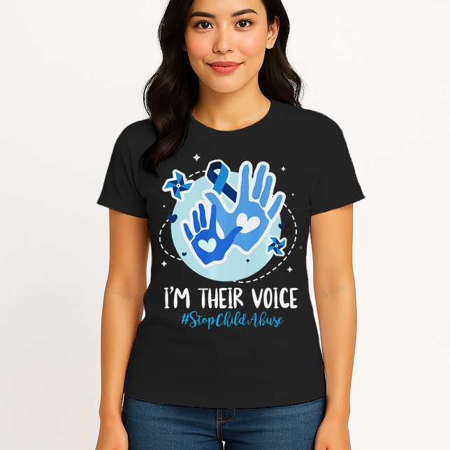 No For Child Abuse Excuse Prevention Month April Blue Ribbon Womens T-Shirt