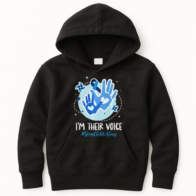 No For Child Abuse Excuse Prevention Month April Blue Ribbon Kids Hoodie