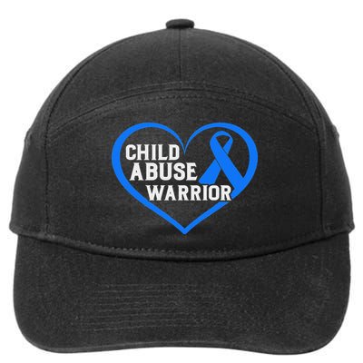 No For Child Abuse Excuse Prevention Month Blue Ribbon April 7-Panel Snapback Hat