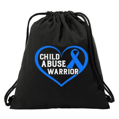 No For Child Abuse Excuse Prevention Month Blue Ribbon April Drawstring Bag