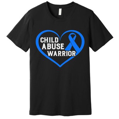 No For Child Abuse Excuse Prevention Month Blue Ribbon April Premium T-Shirt