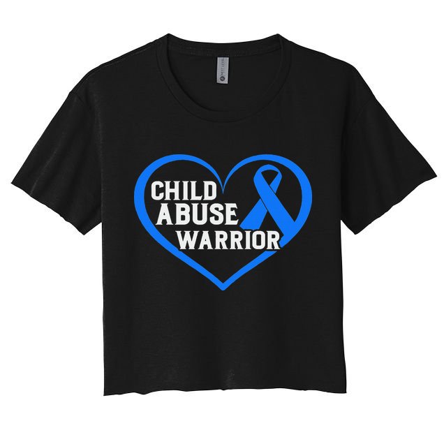 No For Child Abuse Excuse Prevention Month Blue Ribbon April Crop Top