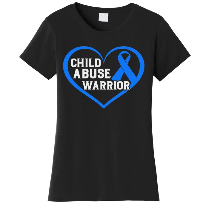 No For Child Abuse Excuse Prevention Month Blue Ribbon April Women's T-Shirt