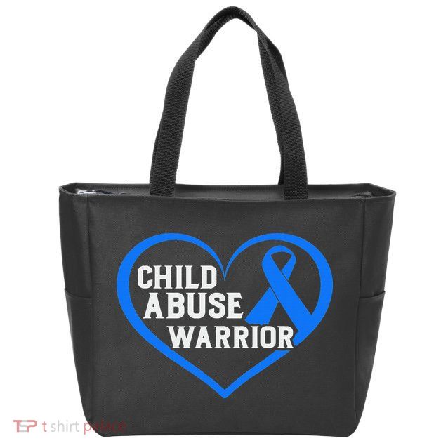 No For Child Abuse Excuse Prevention Month Blue Ribbon April Zip Tote Bag