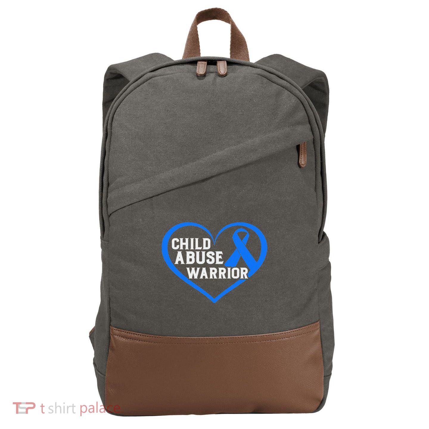 No For Child Abuse Excuse Prevention Month Blue Ribbon April Cotton Canvas Backpack