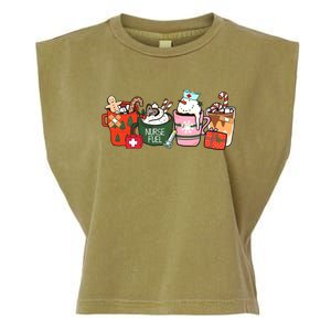 Nurse Fuel Christmas Coffee Latte Nursing Stethoscope Xmas Cool Gift Garment-Dyed Women's Muscle Tee