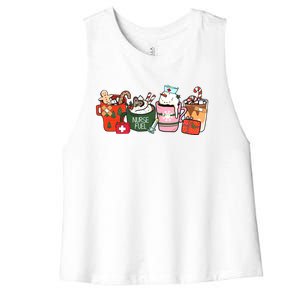 Nurse Fuel Christmas Coffee Latte Nursing Stethoscope Xmas Cool Gift Women's Racerback Cropped Tank