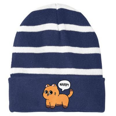 Narp! Funny Cat Lover Striped Beanie with Solid Band