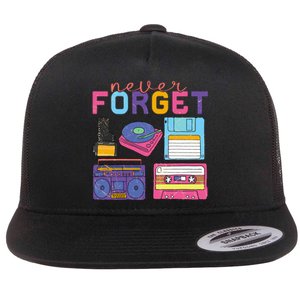 Never Forget Cassette Floppy Disk VHS CD Flat Bill Trucker Hat