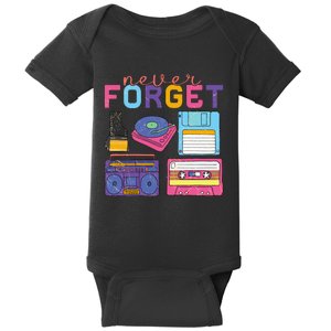 Never Forget Cassette Floppy Disk VHS CD Baby Bodysuit