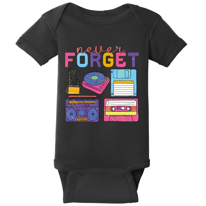 Never Forget Cassette Floppy Disk VHS CD Baby Bodysuit