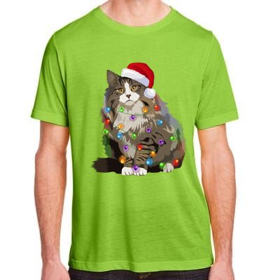 Norwegian Forest Cat Christmas Lights Xmas Cat Lover Gift Adult ChromaSoft Performance T-Shirt