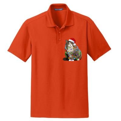 Norwegian Forest Cat Christmas Lights Xmas Cat Lover Gift Dry Zone Grid Polo