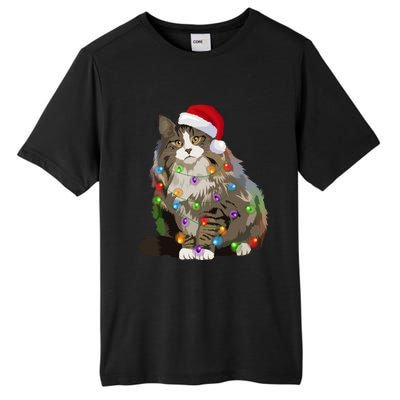 Norwegian Forest Cat Christmas Lights Xmas Cat Lover Gift Tall Fusion ChromaSoft Performance T-Shirt