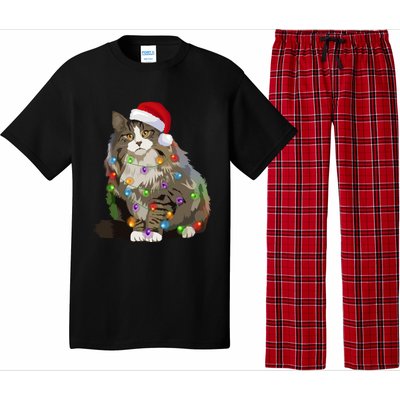 Norwegian Forest Cat Christmas Lights Xmas Cat Lover Gift Pajama Set