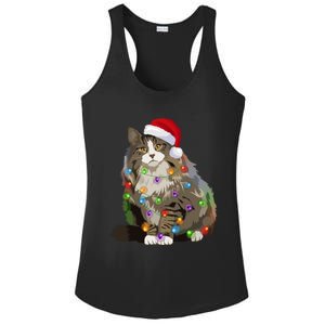 Norwegian Forest Cat Christmas Lights Xmas Cat Lover Gift Ladies PosiCharge Competitor Racerback Tank