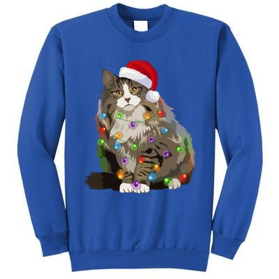 Norwegian Forest Cat Christmas Lights Xmas Cat Lover Gift Sweatshirt