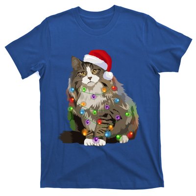 Norwegian Forest Cat Christmas Lights Xmas Cat Lover Gift T-Shirt