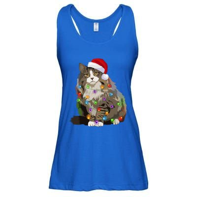 Norwegian Forest Cat Christmas Lights Xmas Cat Lover Gift Ladies Essential Flowy Tank