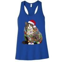 Norwegian Forest Cat Christmas Lights Xmas Cat Lover Gift Women's Racerback Tank