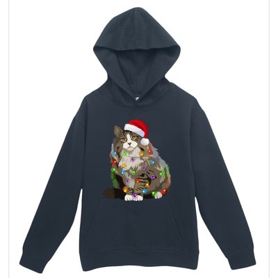 Norwegian Forest Cat Christmas Lights Xmas Cat Lover Gift Urban Pullover Hoodie