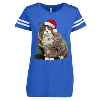 Norwegian Forest Cat Christmas Lights Xmas Cat Lover Gift Enza Ladies Jersey Football T-Shirt