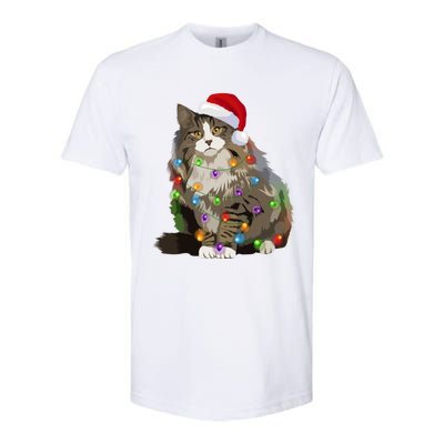 Norwegian Forest Cat Christmas Lights Xmas Cat Lover Gift Softstyle CVC T-Shirt