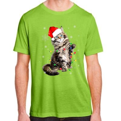 Norwegian Forest Cat Christmas Lights Xmas Cat Lover Funny Gift Adult ChromaSoft Performance T-Shirt