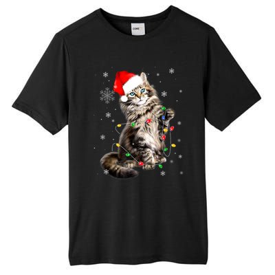 Norwegian Forest Cat Christmas Lights Xmas Cat Lover Funny Gift Tall Fusion ChromaSoft Performance T-Shirt